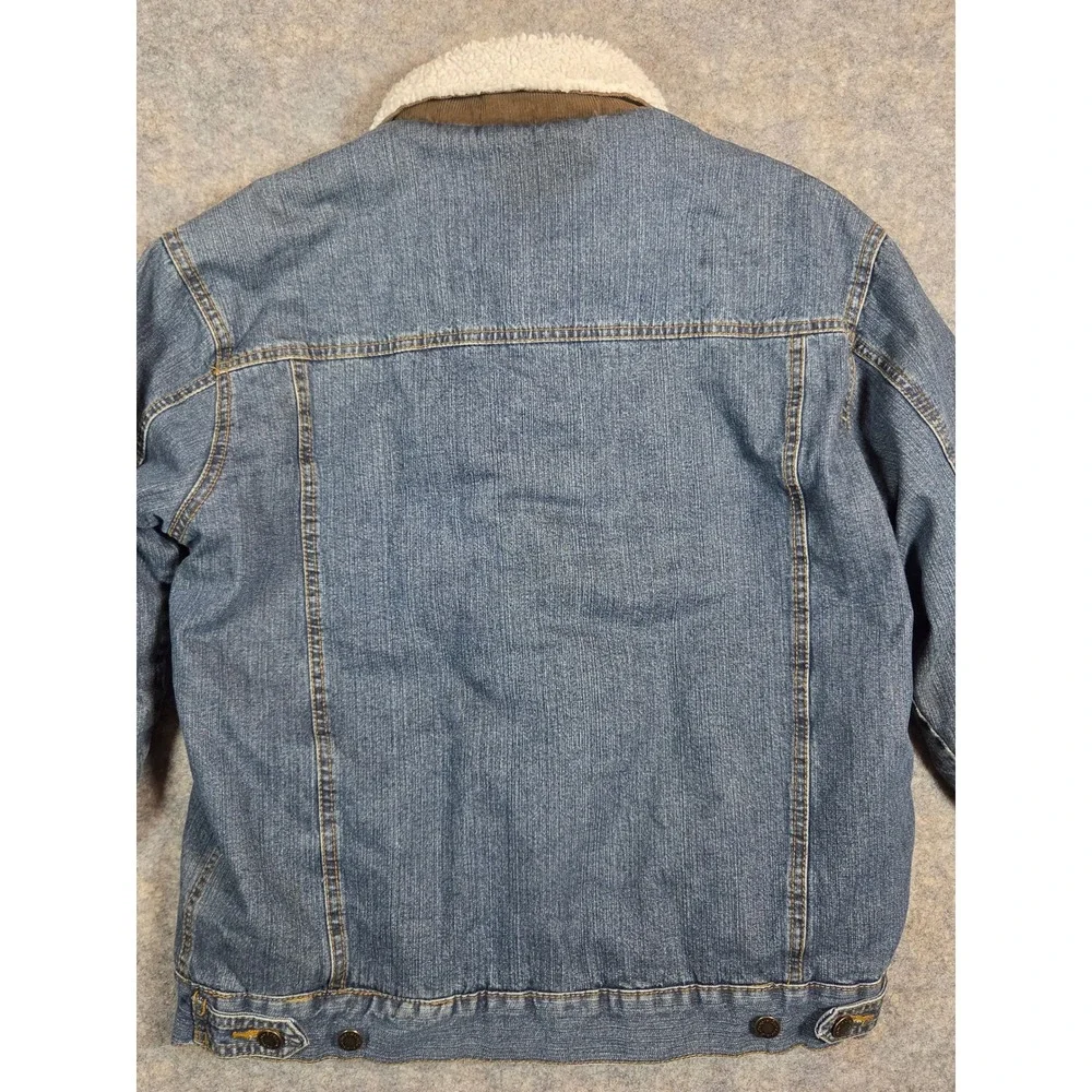 Wrangler Mens Sherpa Lined Denim Jacket Blue Western Trucker Jacket Size Small
